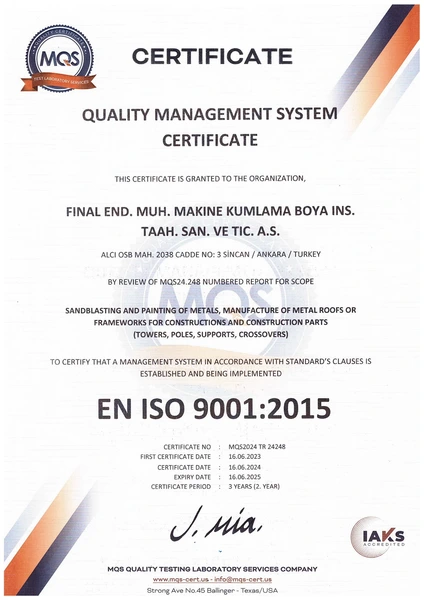 EN ISO 9001:2015 — Kalite Yönetim Sistemi belge taraması