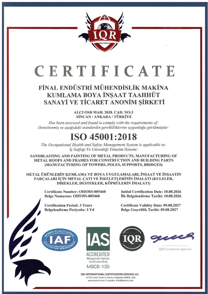 ISO 45001:2018 — İş Sağlığı ve Güvenliği Yönetim Sistemi belge taraması